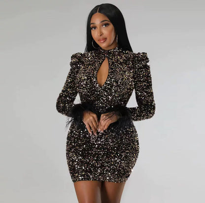 Giulia Minikleid mit Fellärmeln