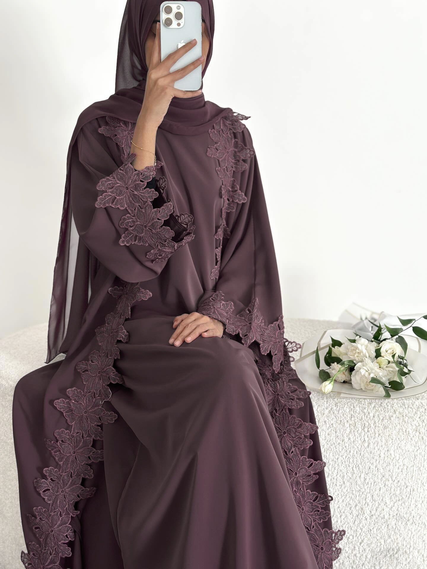 Lace Flower Abaya