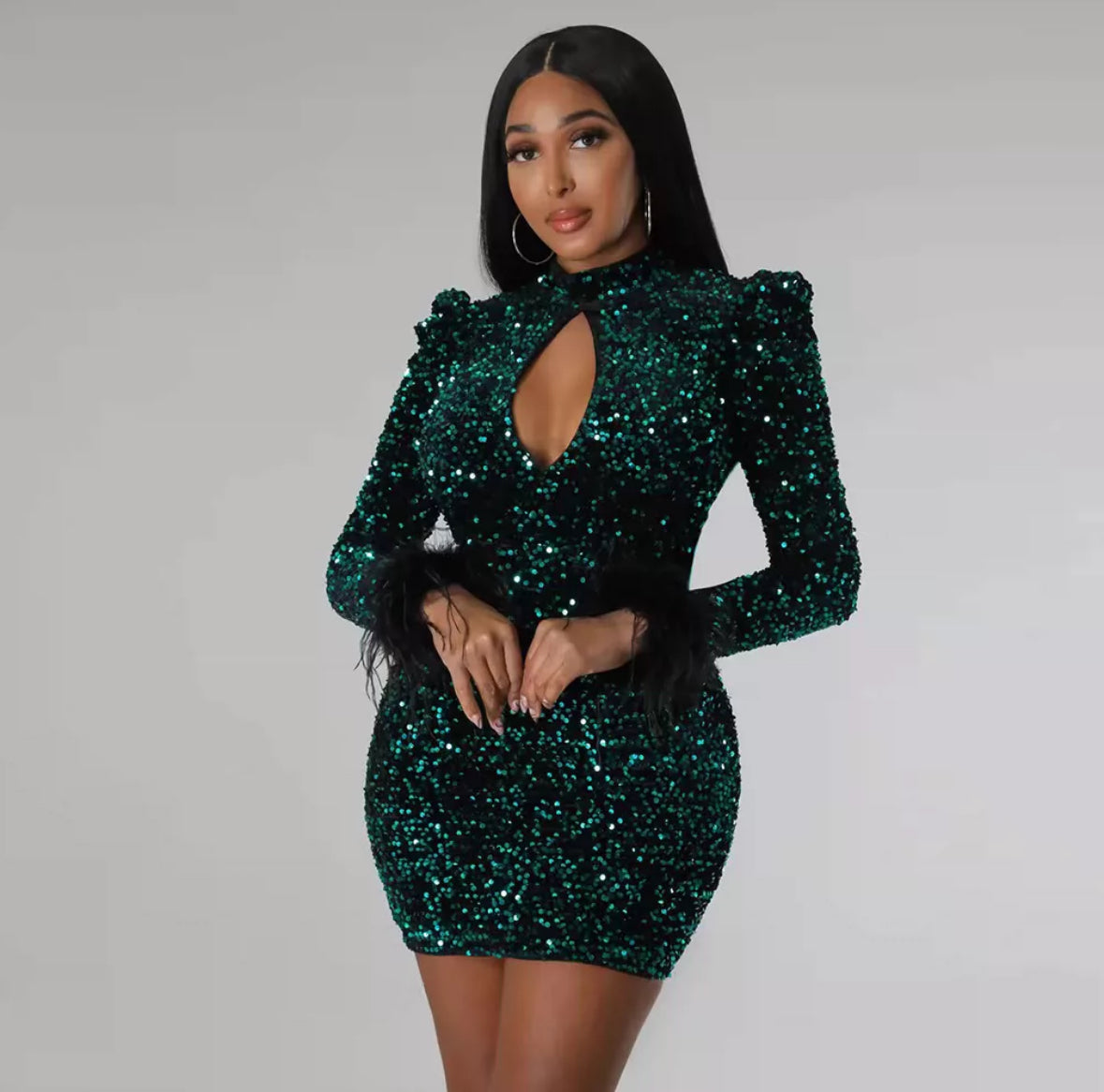 Giulia Minikleid mit Fellärmeln