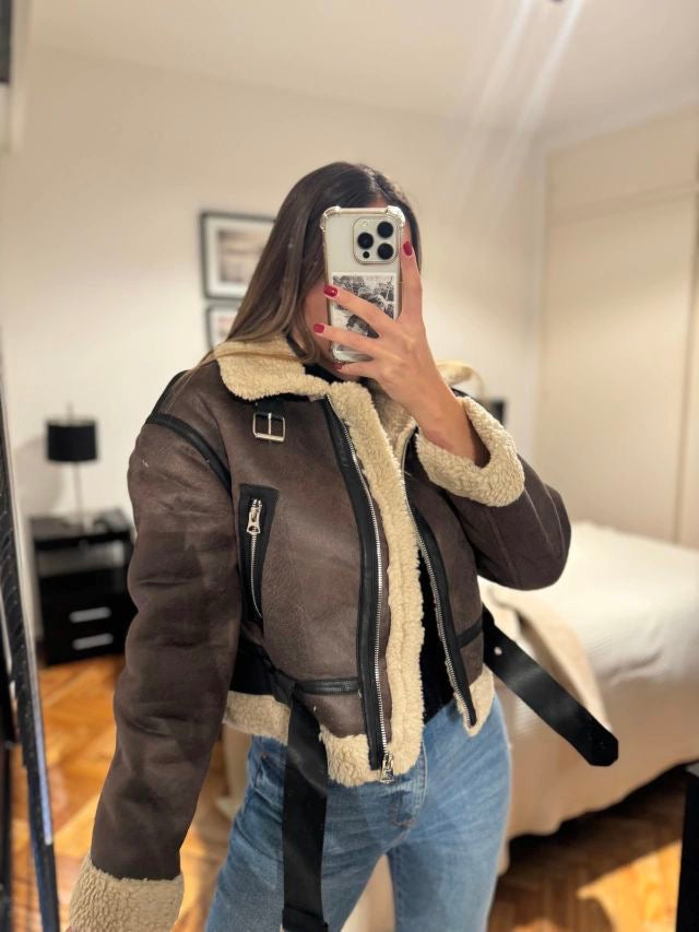 Elyana Lederjacke mit Gürtel