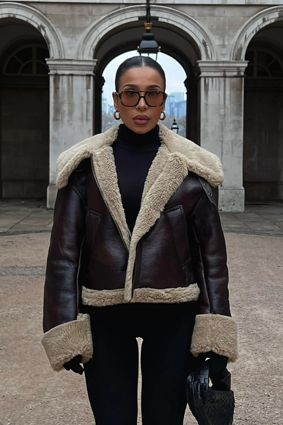 Elyana Lederjacke mit Fell