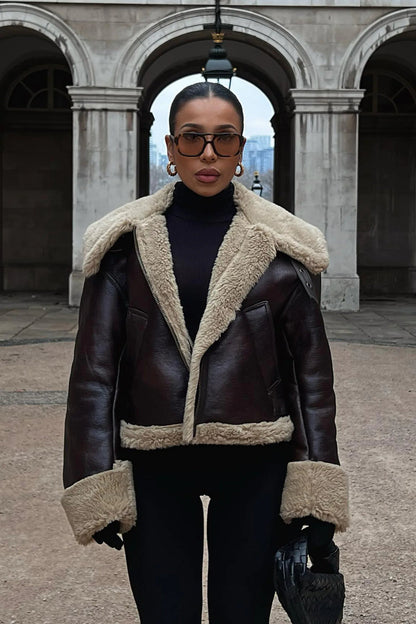 Elyana Lederjacke mit Fell