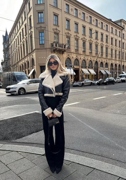 Elyana Lederjacke mit Fell