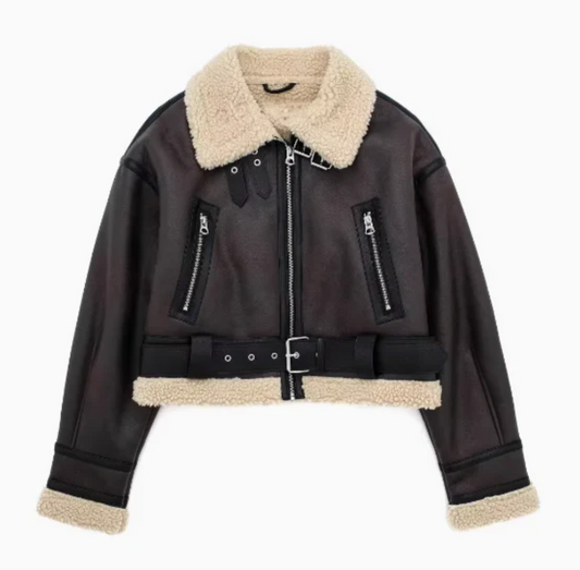 Elyana Lederjacke mit Gürtel