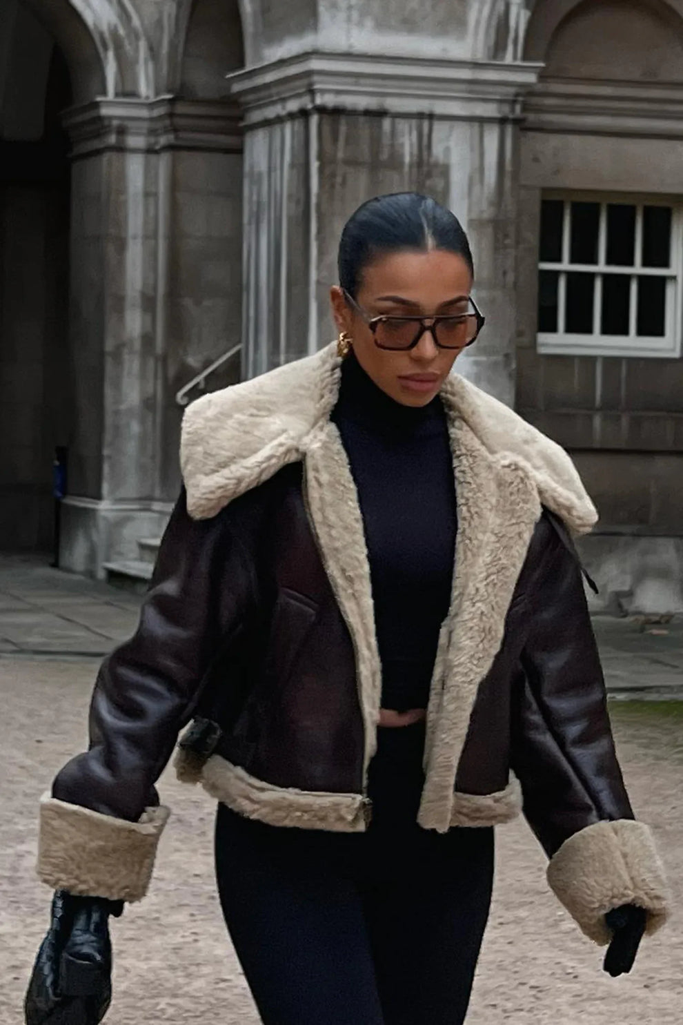 Elyana Lederjacke mit Fell