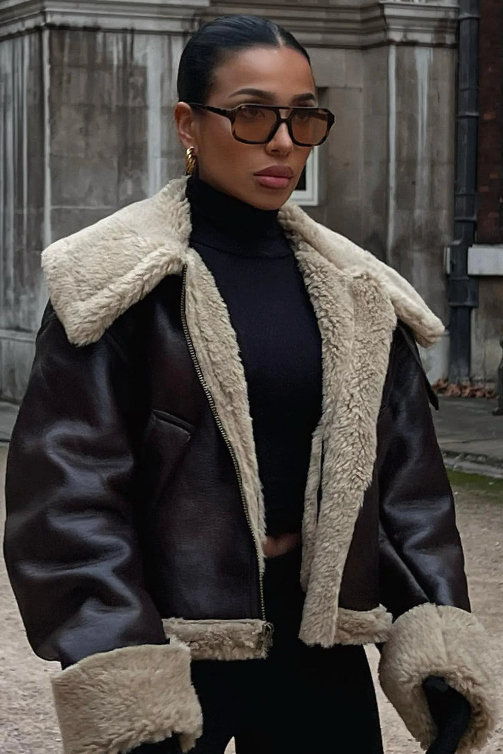 Elyana Lederjacke mit Fell