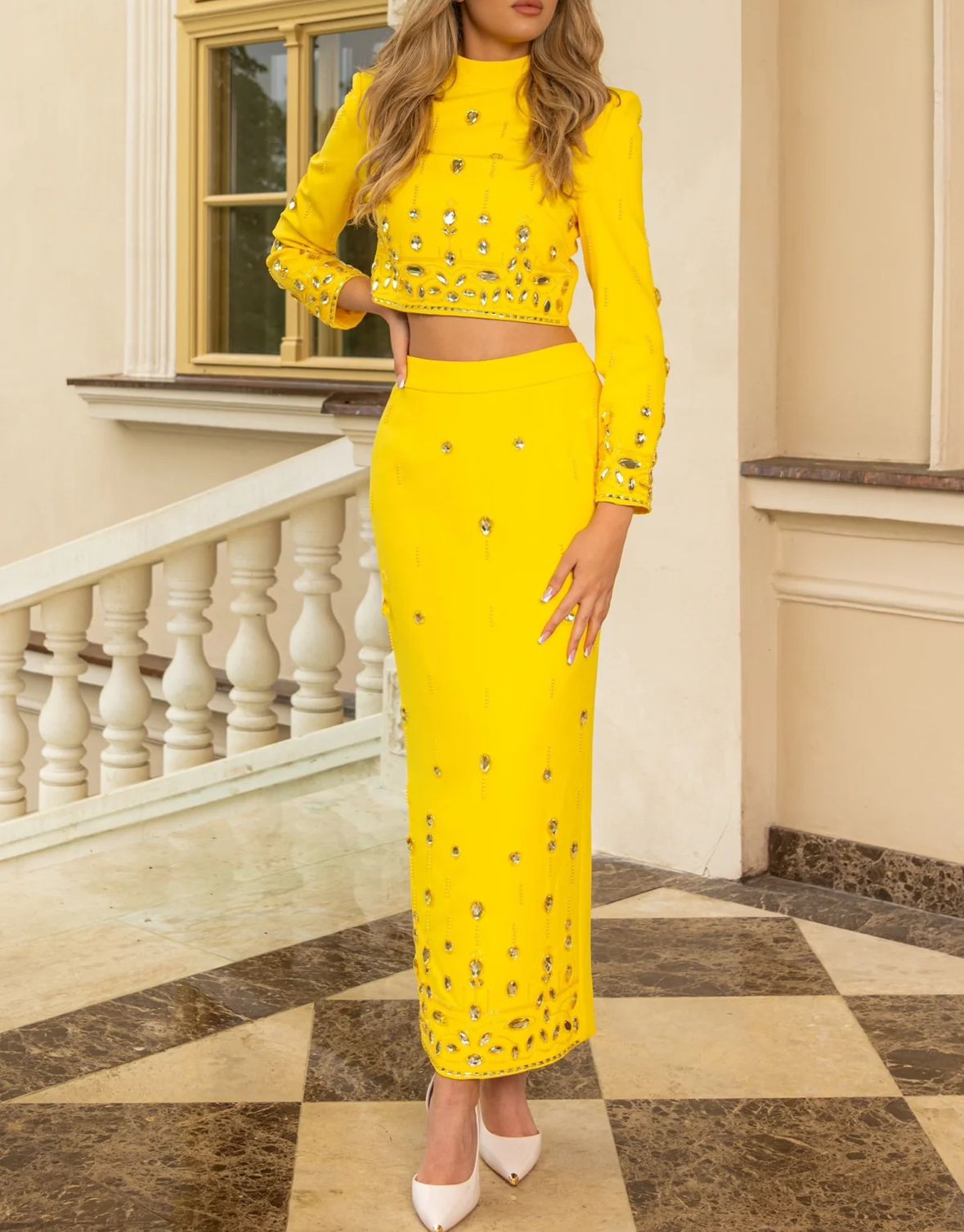 Elyana Premium Maxi Zweiteiler mit Strasssteinen