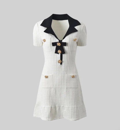 Elyana Premium Tweed-Kleid mit Schleife