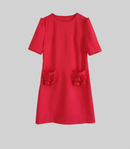 Elyana Premium Kleid mit Blumentaschen