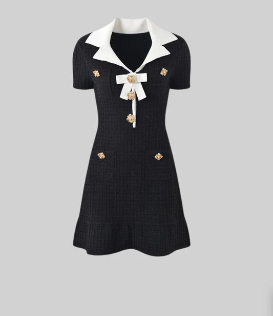 Elyana Premium Tweed-Kleid mit Schleife